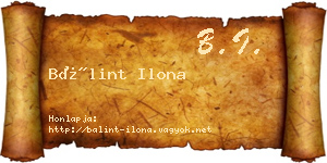 Bálint Ilona névjegykártya